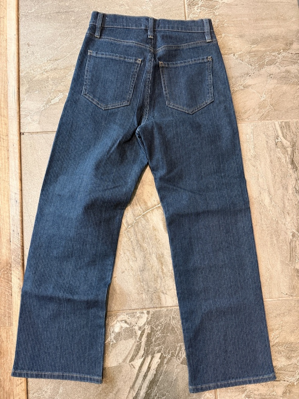 Frame Denim Navy Pinstripe Straight Jeans - Picture 4 of 4